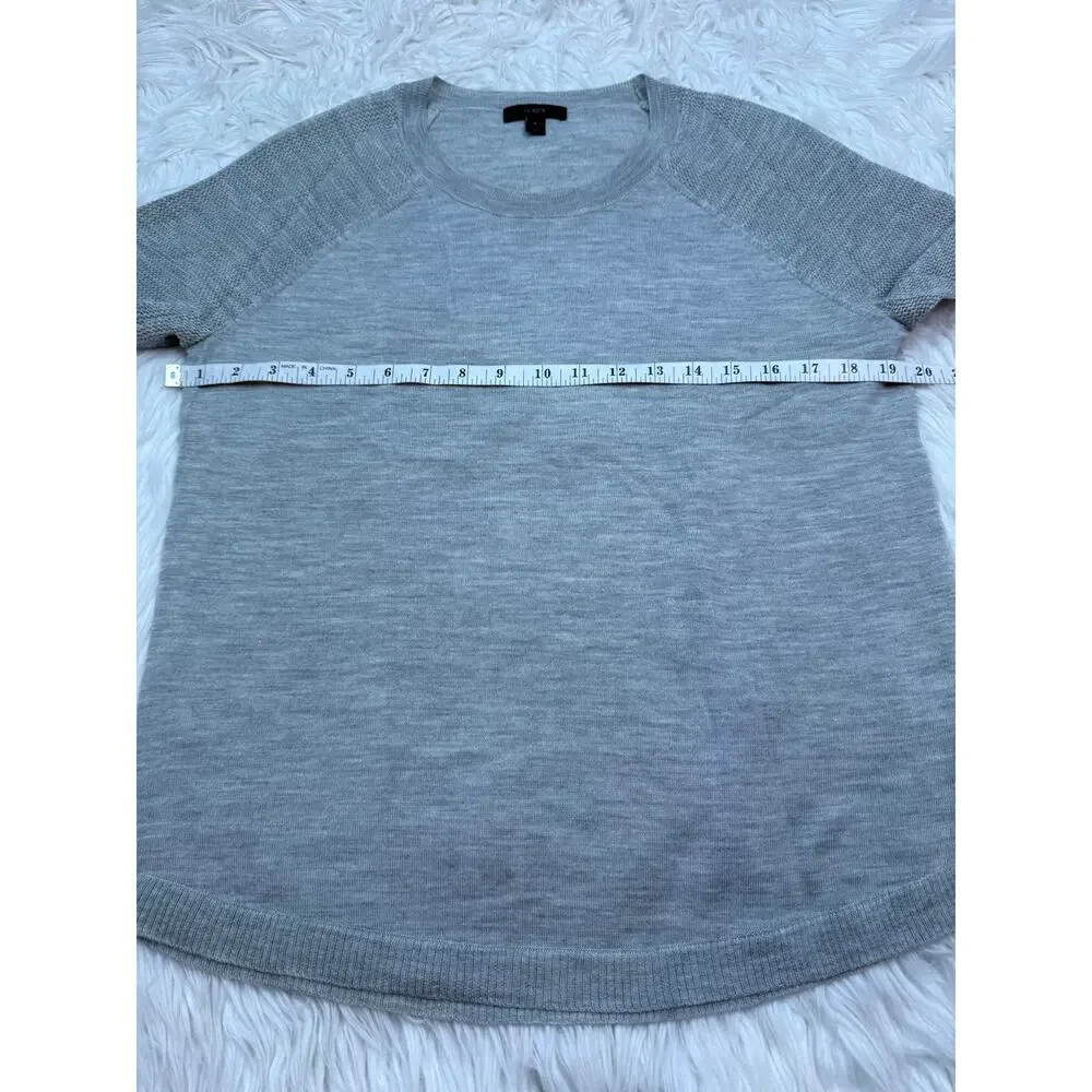 J. CREW Lightweight Merino Wool Mesh Sweater Gray Size S Style A2805 Preppy